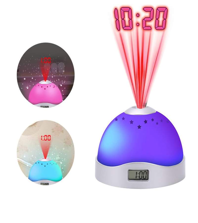 Colorful Projection Clock Star Sky Night Light
