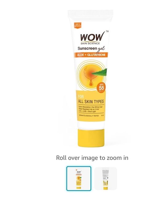 wow Sunscreen Gel Alo + Glutathione SPF 55pPA++