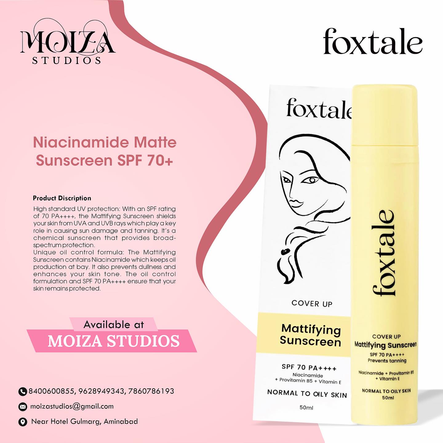 Foxtale Niacinamide Matte Sunscreen SPF 70 PA++++