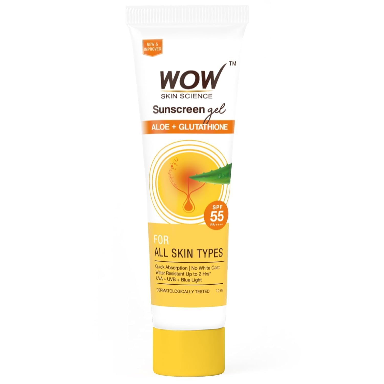 WOW Skin Science Sunscreen Gel For All Skin Types | SPF 55 PA++++ | With Glutathione & Aloe,80ml