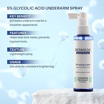 Dermdoc Underarm Treatment Spray, 5% Glycolic Acid -100 ml