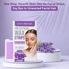 Hilary Rhoda Facial Wax Strips for Women, 20 Strips. (Lavender)