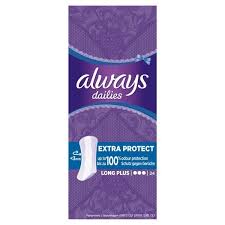 Always Dailies Extra Protect Long Plus Panty Liners 24 Pk
