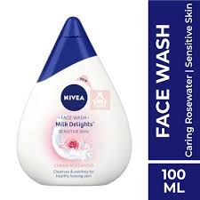 Nivea Face Wash Milk Delights Caring Rosewater (Sensitive Skin) (100ml)