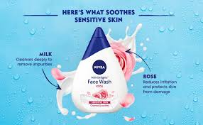 Nivea Face Wash Milk Delights Caring Rosewater (Sensitive Skin) (100ml)