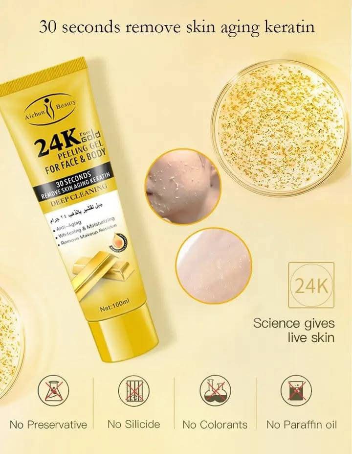 24K Gold Peeling Gel  For Face And Body, Brand- Aychun Beauty